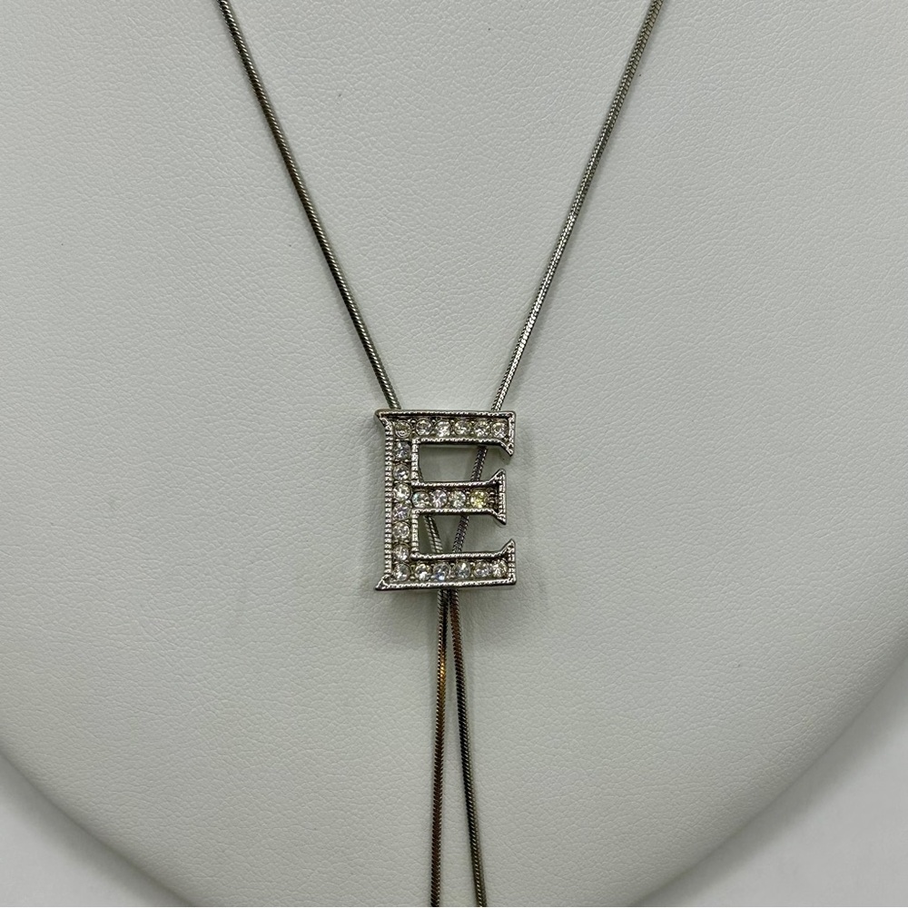 Custom Silver Initial 'E' Slider Necklace*